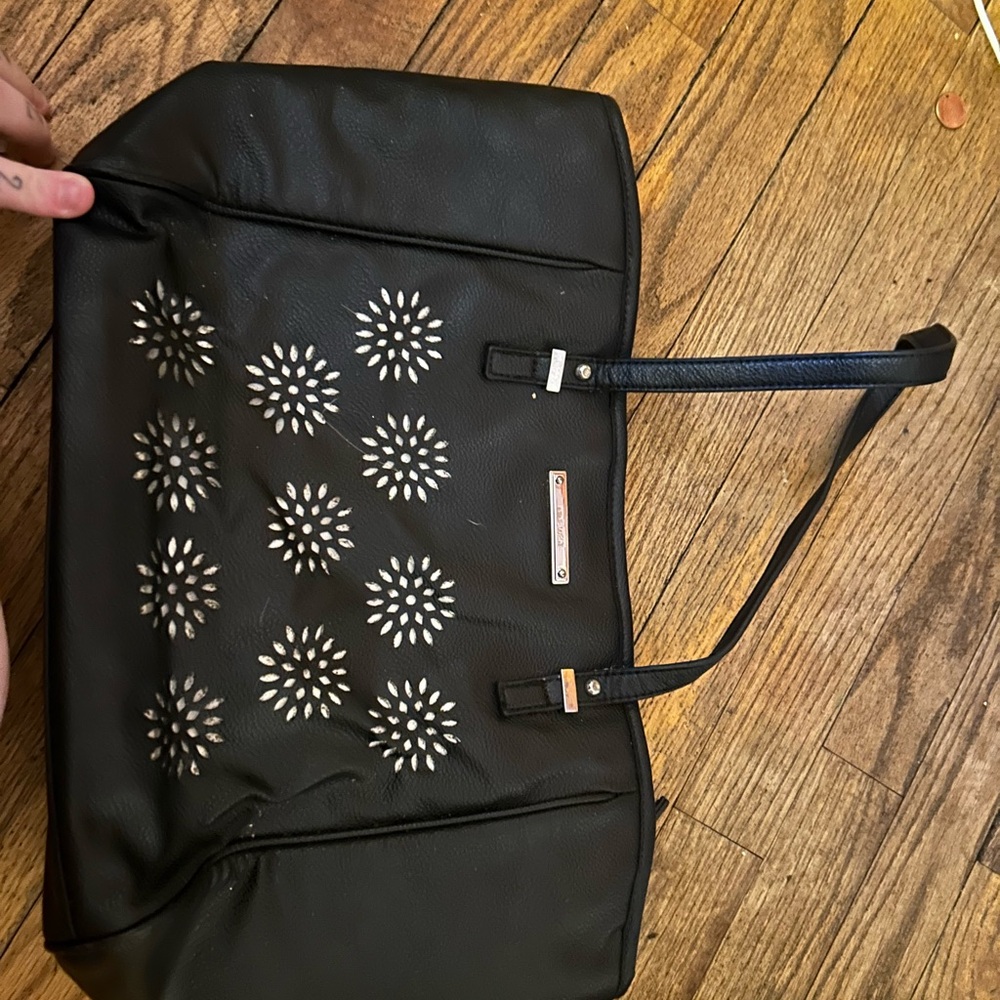 Nine West Black Tote with Floral Cutout